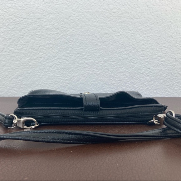 Nicole Miller Crossbody Bag Zip Around Wallet on Strap Silver Accents - Picture 7 of 12